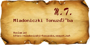 Mladoniczki Tonuzóba névjegykártya